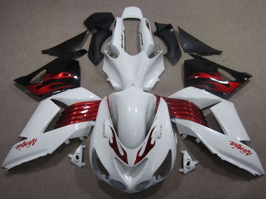 Weiß Rot Schwarz 2006-2011 Kawasaki ZX14R ZZR1400 Motorrad Verkleidung