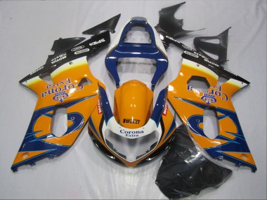 Orange Blau Schwarz Corona Extra 2001-2003 Suzuki GSXR 600 Motorrad Verkleidung