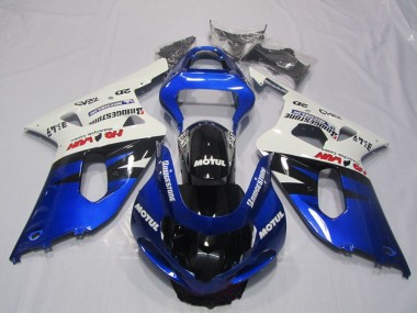 Weiß Blau Glänzendes Schwarz Motul 2001-2003 Suzuki GSXR 600 Motorrad Verkleidung