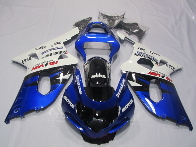 Weiß Blau Glänzendes Schwarz Motul 2001-2003 Suzuki GSXR 600 Motorrad Verkleidung