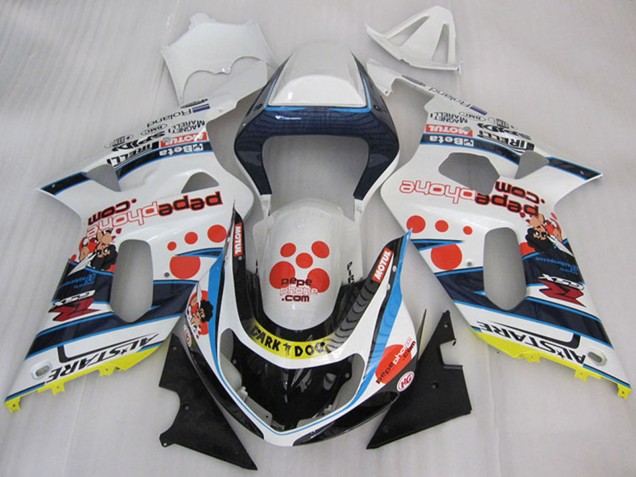 Weiß Blau Rot Gelb Schwarz Dunkel Dog 2001-2003 Suzuki GSXR 600 Motorrad Verkleidung