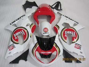 Weiß Rot Lucky Strike 2001-2003 Suzuki GSXR 600 Motorrad Verkleidung