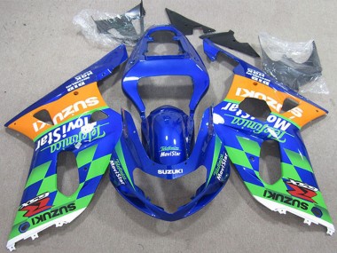 Blau Orange Grun Telefonica MoviStar 2001-2003 Suzuki GSXR 600 Motorrad Verkleidung