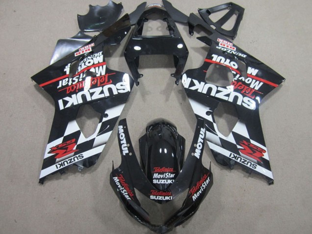 Glanzendes Schwarz Rot Weiss Telefonica MoviStar 2004-2005Suzuki GSXR 600 Motorrad Verkleidung