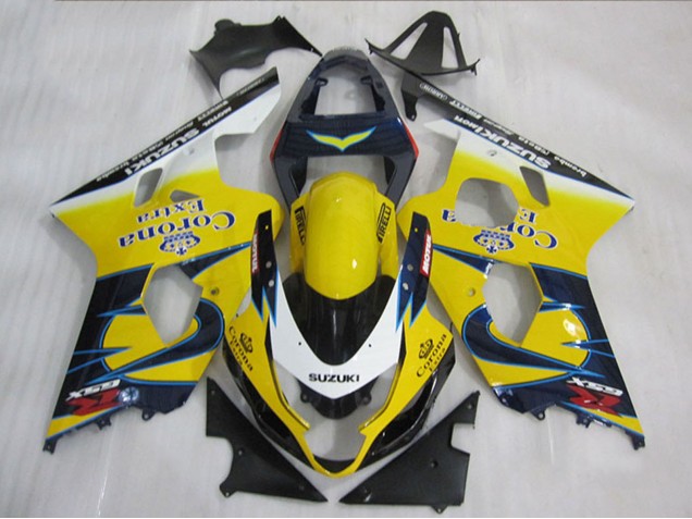 Gelb Weiß Blau Corona Extra 2004-2005 Suzuki GSXR 600 Motorrad Verkleidung