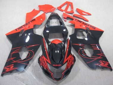 Glänzendes Schwarz Rot 2004-2005 Suzuki GSXR 600 Motorrad Verkleidung