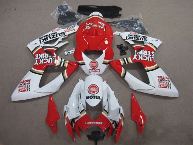 Weiß Rot Lucky Strike Motul 2006-2007 Suzuki GSXR 600 Motorrad Verkleidung