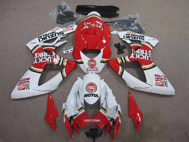 Weiß Rot Lucky Strike Motul 2006-2007 Suzuki GSXR 600 Motorrad Verkleidung