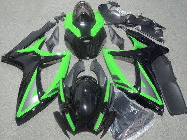 Grün Glänzendes Schwarz Silber 2006-2007 Suzuki GSXR 600 Motorrad Verkleidung