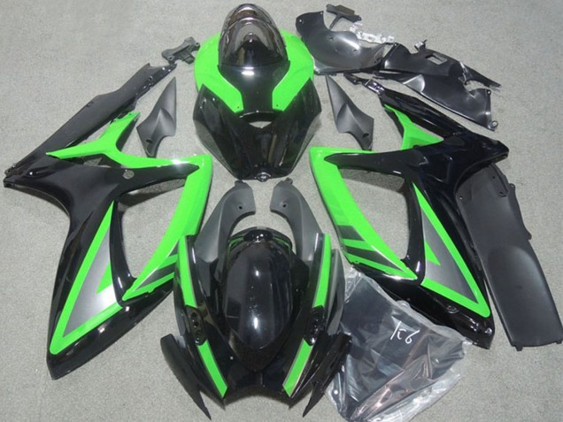 Grün Glänzendes Schwarz Silber 2006-2007 Suzuki GSXR 600 Motorrad Verkleidung