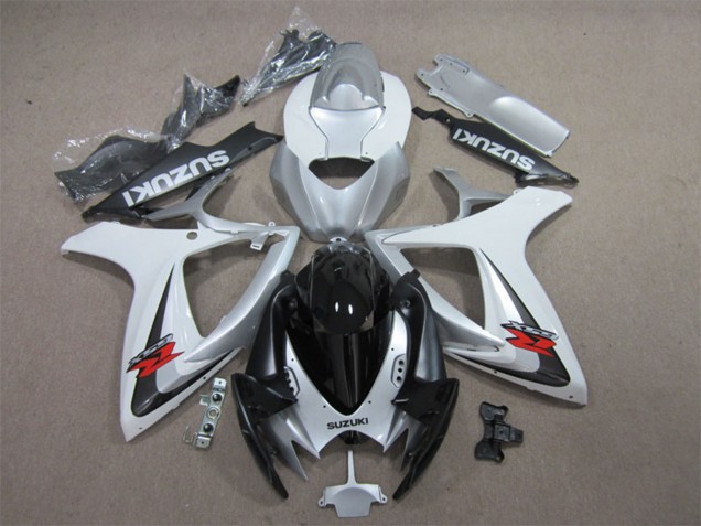 Weiß Silber Glänzendes Schwarz Rot 2006-2007 Suzuki GSXR 600 Motorrad Verkleidung