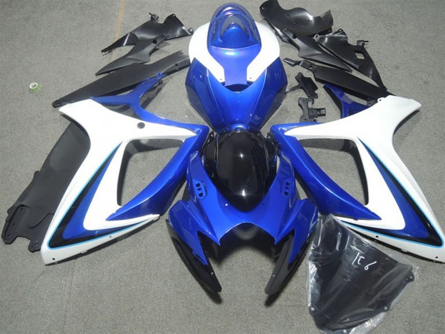 Weiß Blau Glänzendes Schwarz 2006-2007 Suzuki GSXR 600 Motorrad Verkleidung