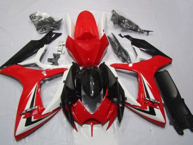 Weiß Rot Glänzendes Schwarz Streifen 2006-2007 Suzuki GSXR 600 Motorrad Verkleidung