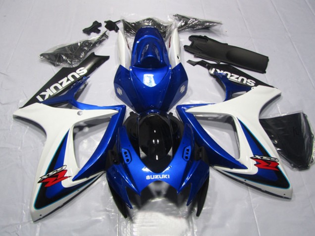 Weiß Blau Glänzendes Schwarz Rot 2006-2007 Suzuki GSXR 600 Motorrad Verkleidung