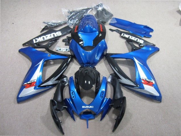 Blau Weiß Glänzendes Schwarz Rot 2006-2007 Suzuki GSXR 600 Motorrad Verkleidung