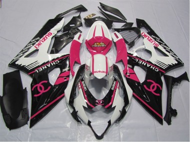 Weiß Rosa Schwarz Chanel 2006-2007 Suzuki GSXR 600 Motorrad Verkleidung