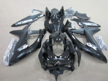 Glänzendes Schwarz Weiß 2008-2010 Suzuki GSXR 600 Motorrad Verkleidung