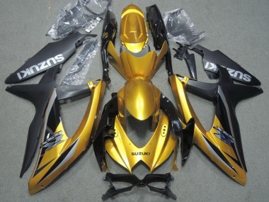 Gold Matt Schwarz 2008-2010 Suzuki GSXR 600 Motorrad Verkleidung