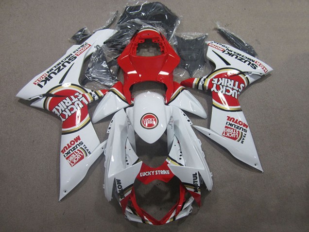 Weiß Rot Motul Lucky Strike 2011-2024 Suzuki GSXR 600 Motorrad Verkleidung