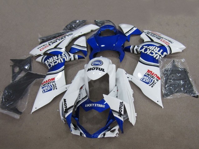 Blau Weiß Lucky Strike Motul 2011-2024 Suzuki GSXR 600 Motorrad Verkleidung