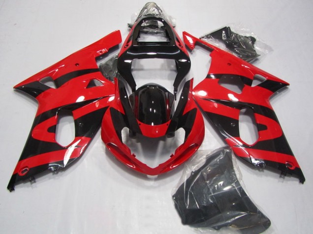 Rot Glänzendes Schwarz 2001-2003 Suzuki GSXR 750 Motorrad Verkleidung