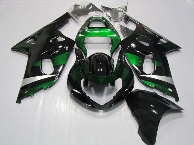 Glänzendes Schwarz Grün Silber 2001-2003 Suzuki GSXR 750 Motorrad Verkleidung