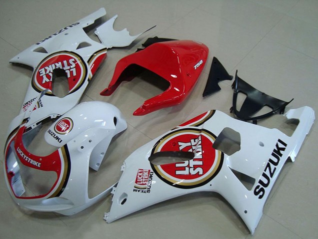 Weiß Rot Lucky Strike 2001-2003 Suzuki GSXR 750 Motorrad Verkleidung