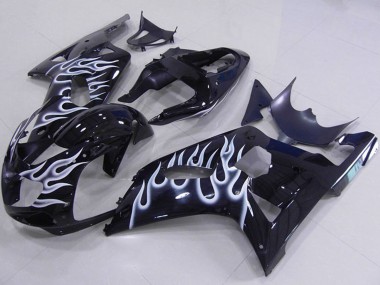 Glänzendes Schwarz Weiß Flamme 2001-2003 Suzuki GSXR 750 Motorrad Verkleidung
