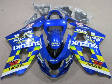Blau Neon Gelb Telefumica MoviStar Motul 2004-2005 Suzuki GSXR 750 Motorrad Verkleidung