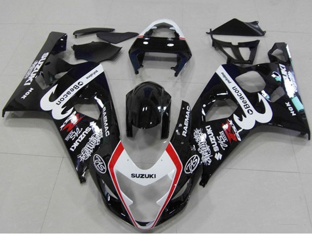Glänzendes Schwarz Weiß Rot Leuchtfeuer 2004-2005 Suzuki GSXR 750 Motorrad Verkleidung