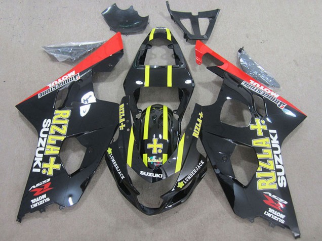 Schwarz Rot Gelb Rizla 2004-2005 Suzuki GSXR 750 Motorrad Verkleidung
