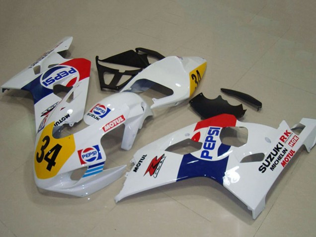 Weiß Blau Rot Gelb Pepsi 34 2004-2005 Suzuki GSXR 750 Motorrad Verkleidung