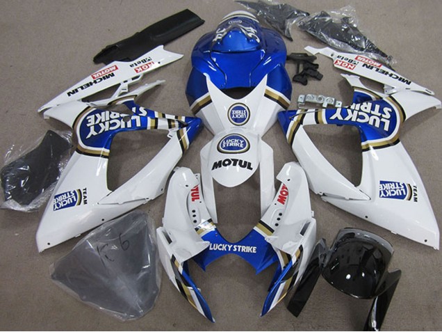 Weiß Blau Michelin Motul Lucky Strike 2006-2007 Suzuki GSXR 750 Motorrad Verkleidung