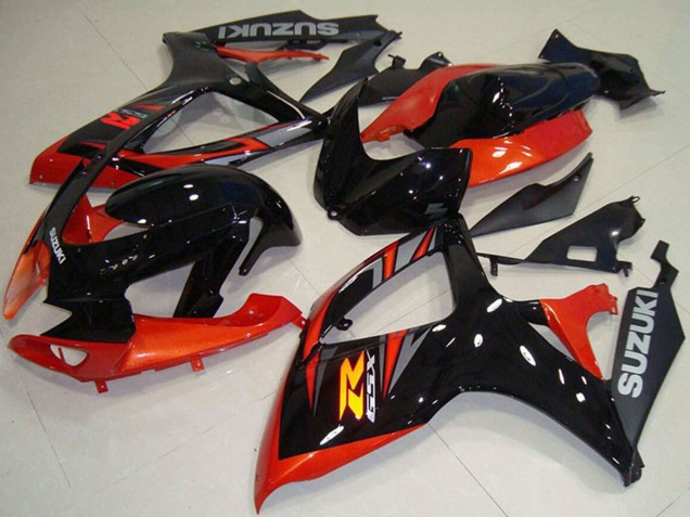 Orange Glänzendes Schwarz 2006-2007 Suzuki GSXR 750 Motorrad Verkleidung