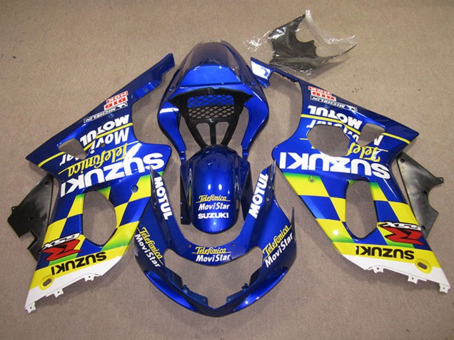 Blau Gelb Weiss Telefonica MoviStar 2000-2002Suzuki GSXR 1000 Motorrad Verkleidung