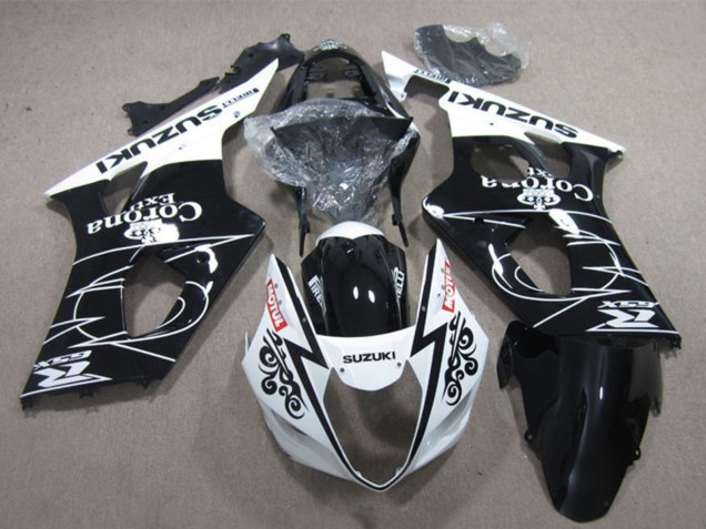 Weiß Glänzendes Schwarz Corona Extra Motul 2003-2004 Suzuki GSXR 1000 Motorrad Verkleidung