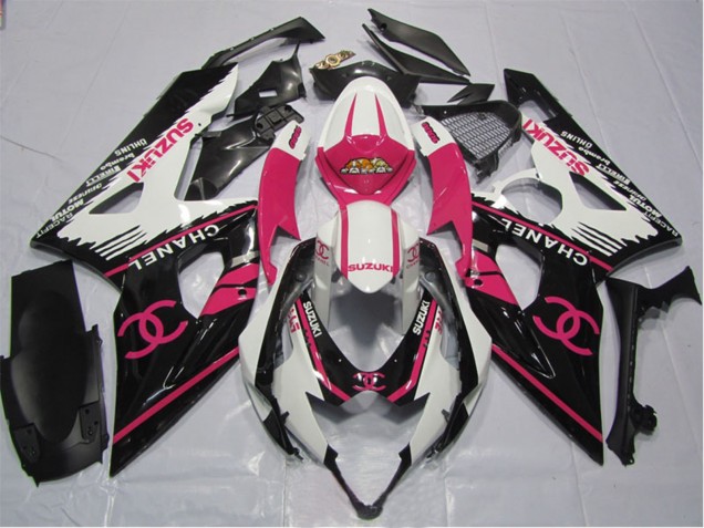 Weiß Rosa Schwarz Chanel 2005-2006 Suzuki GSXR 1000 Motorrad Verkleidung