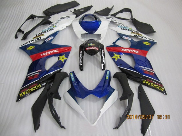 Blau Weiß Rot Schwarz RockStar 2005-2006 Suzuki GSXR 1000 Motorrad Verkleidung