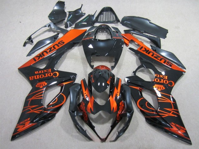 Glänzendes Schwarz Orange Corona Extra 2005-2006 Suzuki GSXR 1000 Motorrad Verkleidung