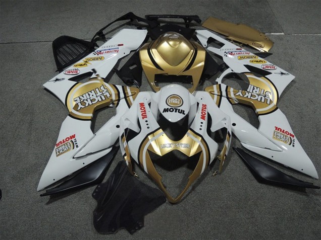 Weiß Gold Lucky Strike Motul 2005-2006 Suzuki GSXR 1000 Motorrad Verkleidung