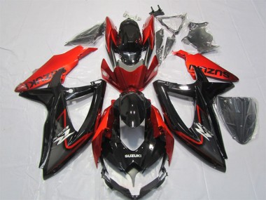 Glänzendes Schwarz Rot 2007-2008 Suzuki GSXR 1000 Motorrad Verkleidung