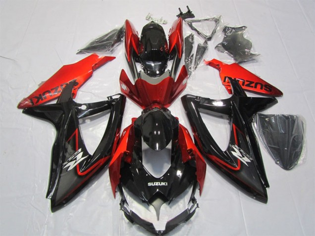 Glänzendes Schwarz Rot 2007-2008 Suzuki GSXR 1000 Motorrad Verkleidung