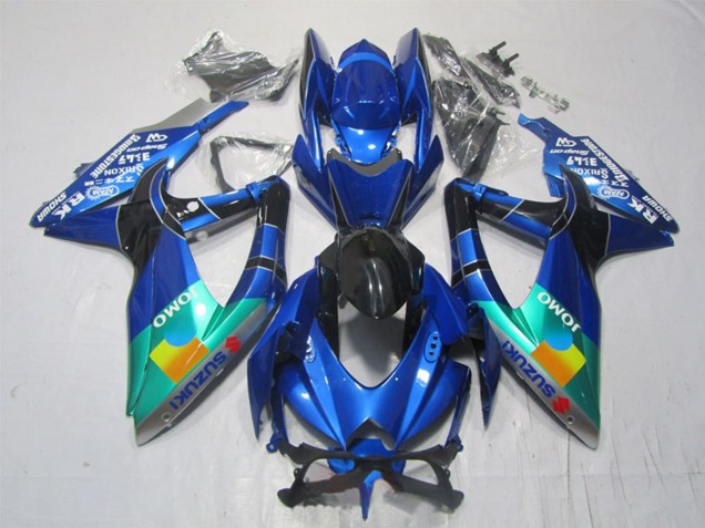 Blau Grün Schwarz JOMO 2007-2008 Suzuki GSXR 1000 Motorrad Verkleidung