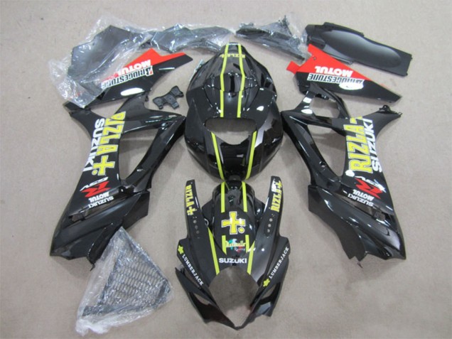 Glänzendes Schwarz Gelb Rot Rizla 2007-2008 Suzuki GSXR 1000 Motorrad Verkleidung