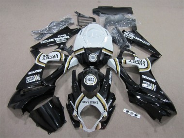 Weiß Schwarz Lucky Strike Motul 2007-2008 Suzuki GSXR 1000 Motorrad Verkleidung