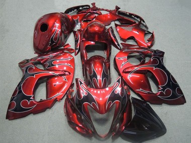 Rot Silber Schwarz Flamme 1996-2007 Suzuki GSXR 1300 Hayabusa Motorrad Verkleidung