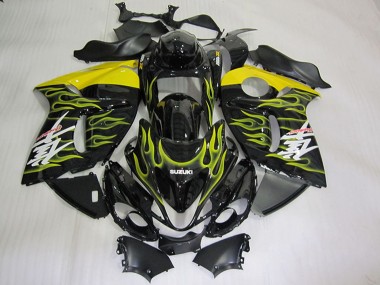 Glänzendes Schwarz Gelb Flamme 2008-2020 Suzuki GSXR 1300 Hayabusa Motorrad Verkleidung