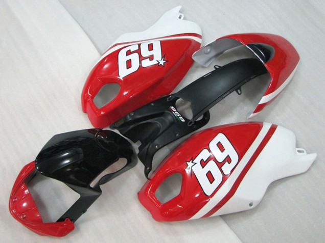 Weiß Rot Glänzendes Schwarz 69 2008-2012 Ducati Monster 696 Motorrad Verkleidung