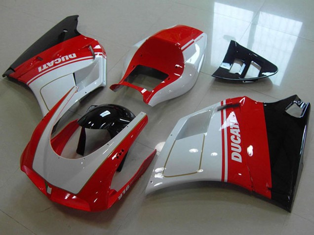 Weiß Rot Glänzendes Schwarz 1993-2005 Ducati 916 Motorrad Verkleidung