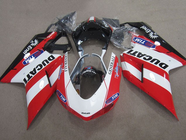 Rot Weiß Schwarz Generali Tim 2007-2014 Ducati 1098 Motorrad Verkleidung